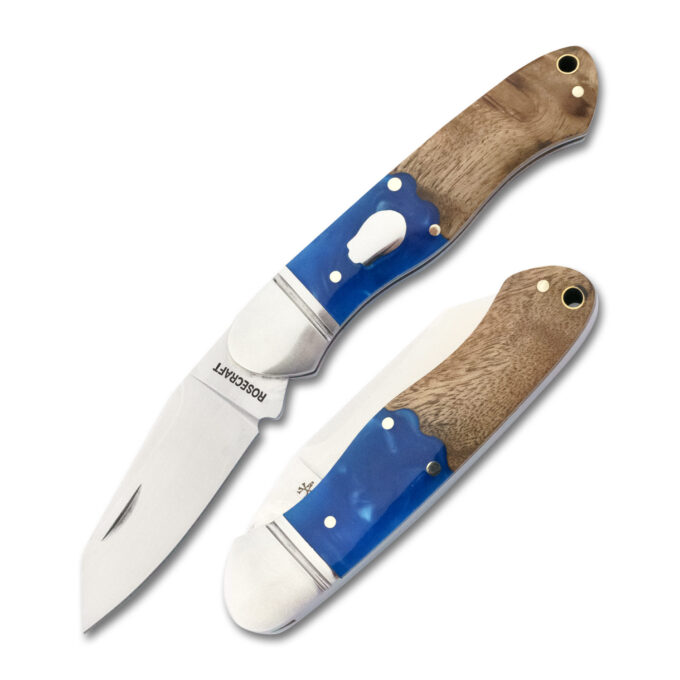 RoseCraft Blades Ocoee River Kayak Blue Resin Burl RCT009-BW