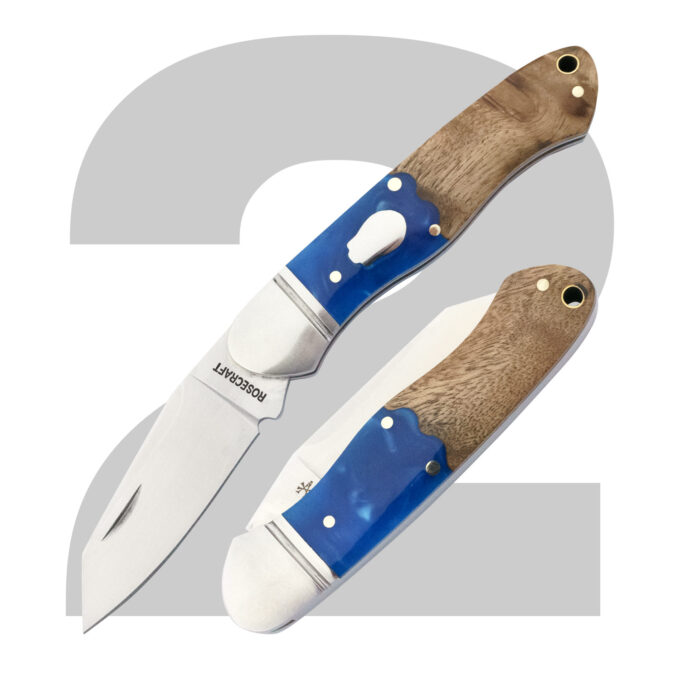 RCT009-BW-2ND RoseCraft Ocoee River Kaya Blue Resin and Burl 2ND