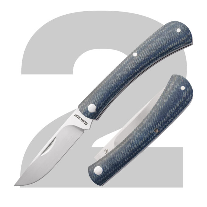 RCT022-BDM-2ND RoseCraft Overall Creek Farm Hand Blue Denim Micarta 2ND